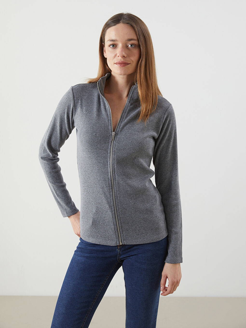 LCWAIKIKI Classic Funnel Neck Women's Cardigan -S5LI20Z8-D3A