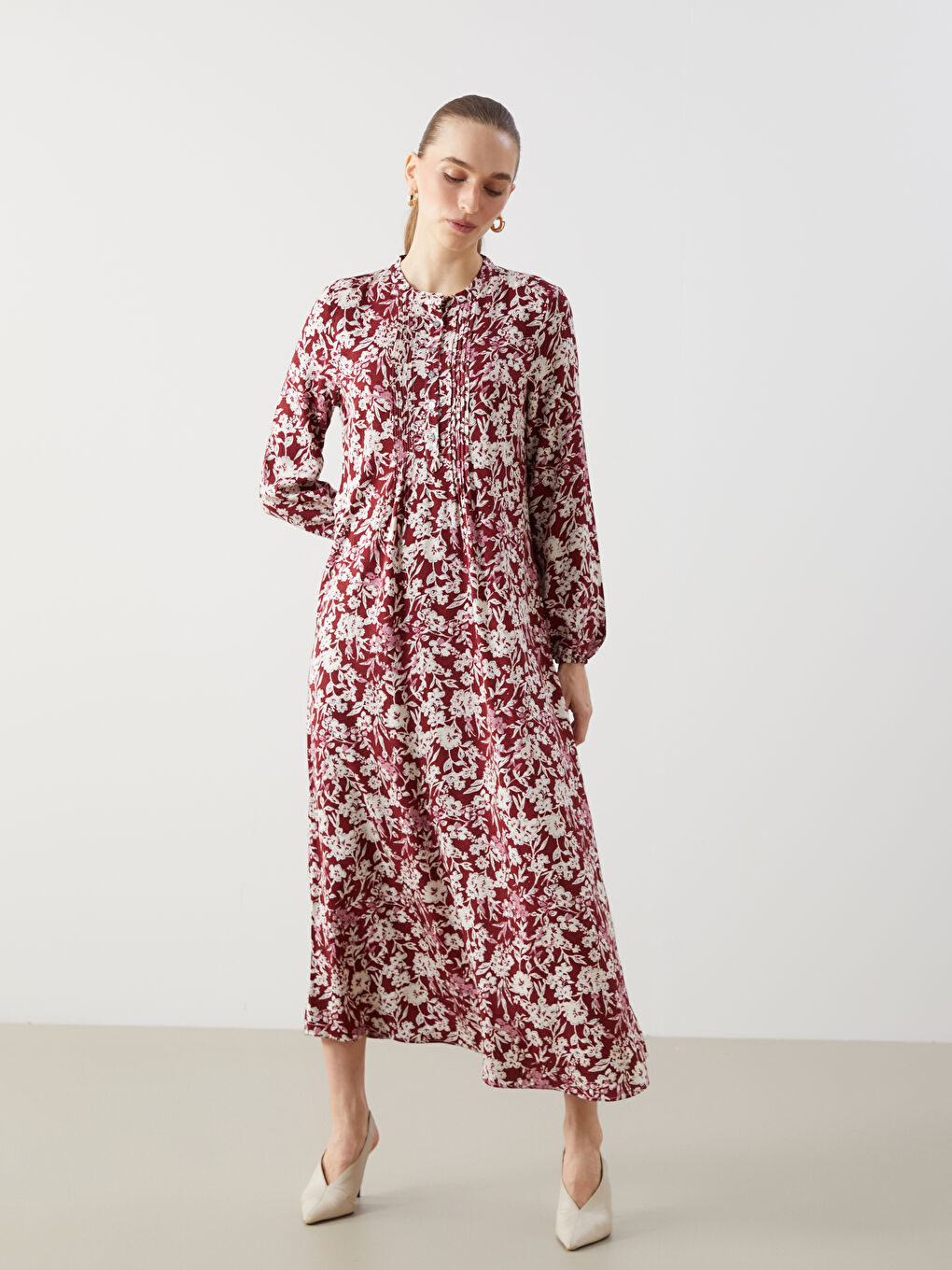 Floral Ruffled Women's Dress -S5LI26Z8-LTQ