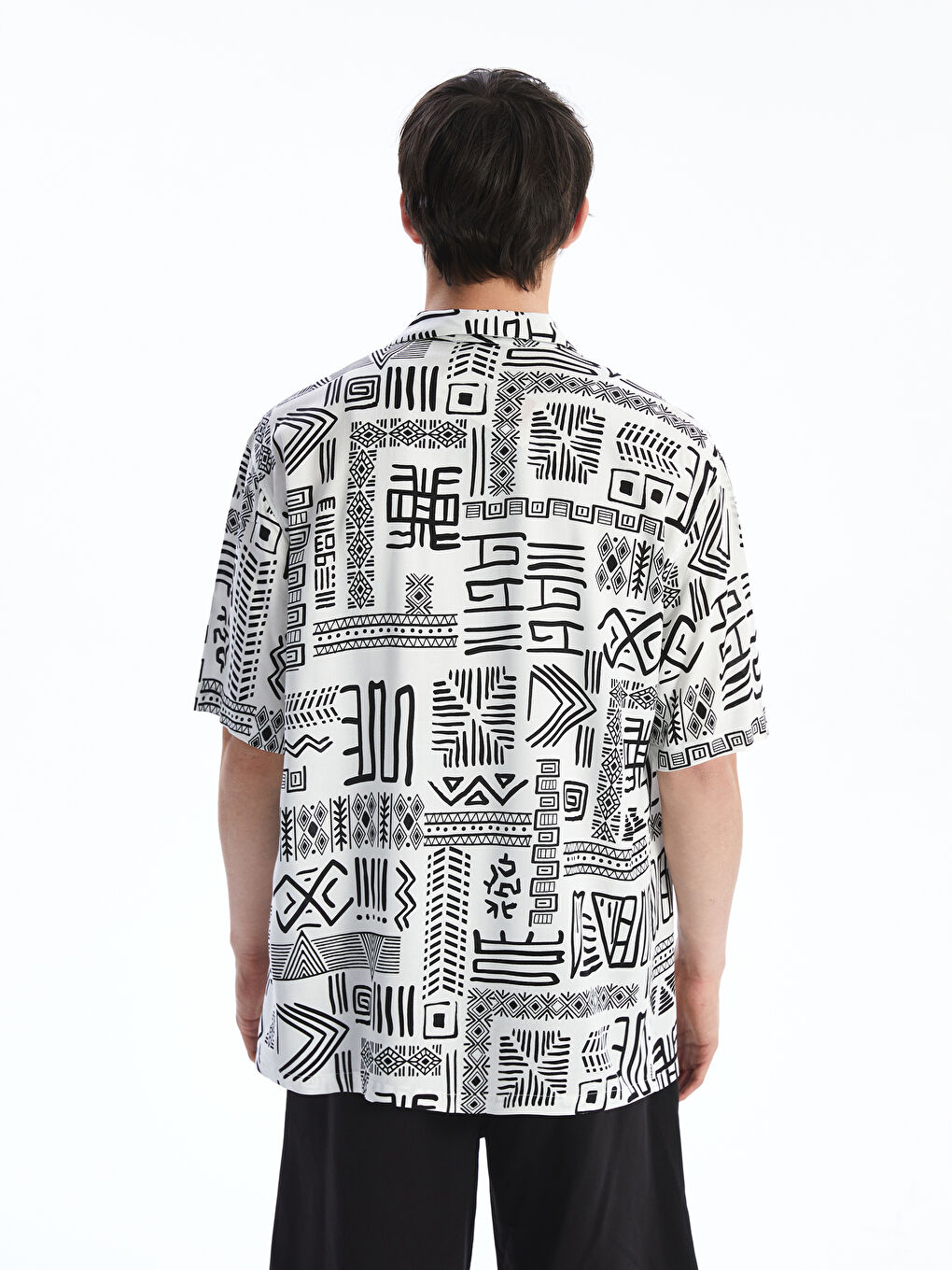 Regular Fit Short Sleeve Patterned Viscose Men's Shirt -S5LI28Z8-LU7