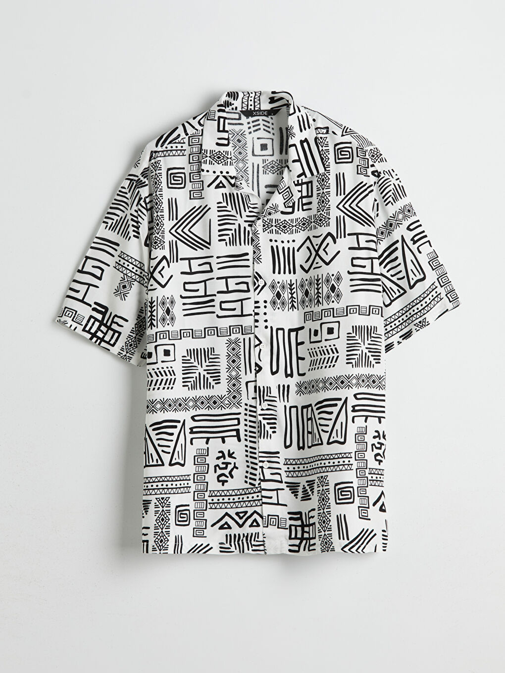 Regular Fit Short Sleeve Patterned Viscose Men's Shirt -S5LI28Z8-LU7