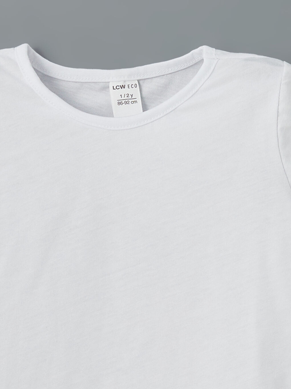 Beyaz Bisiklet Yaka Kız Çocuk Tişört-1