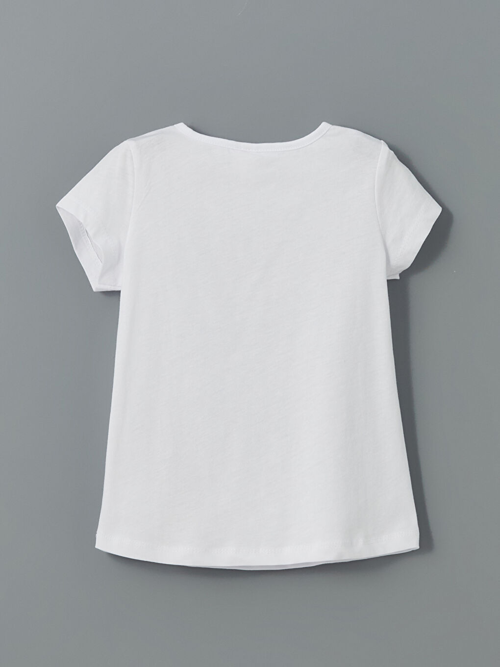 Beyaz Bisiklet Yaka Kız Çocuk Tişört-2