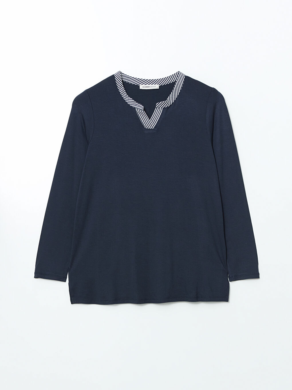 Lacivert Kaçık Yaka Kadın Bluz-4