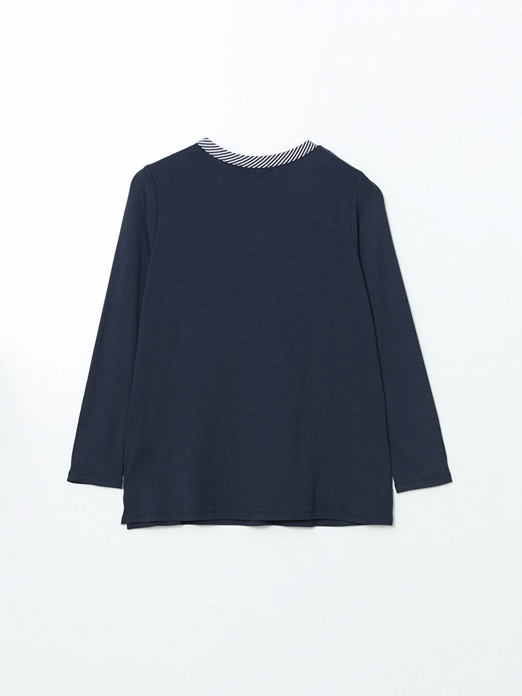 Lacivert Kaçık Yaka Kadın Bluz-5