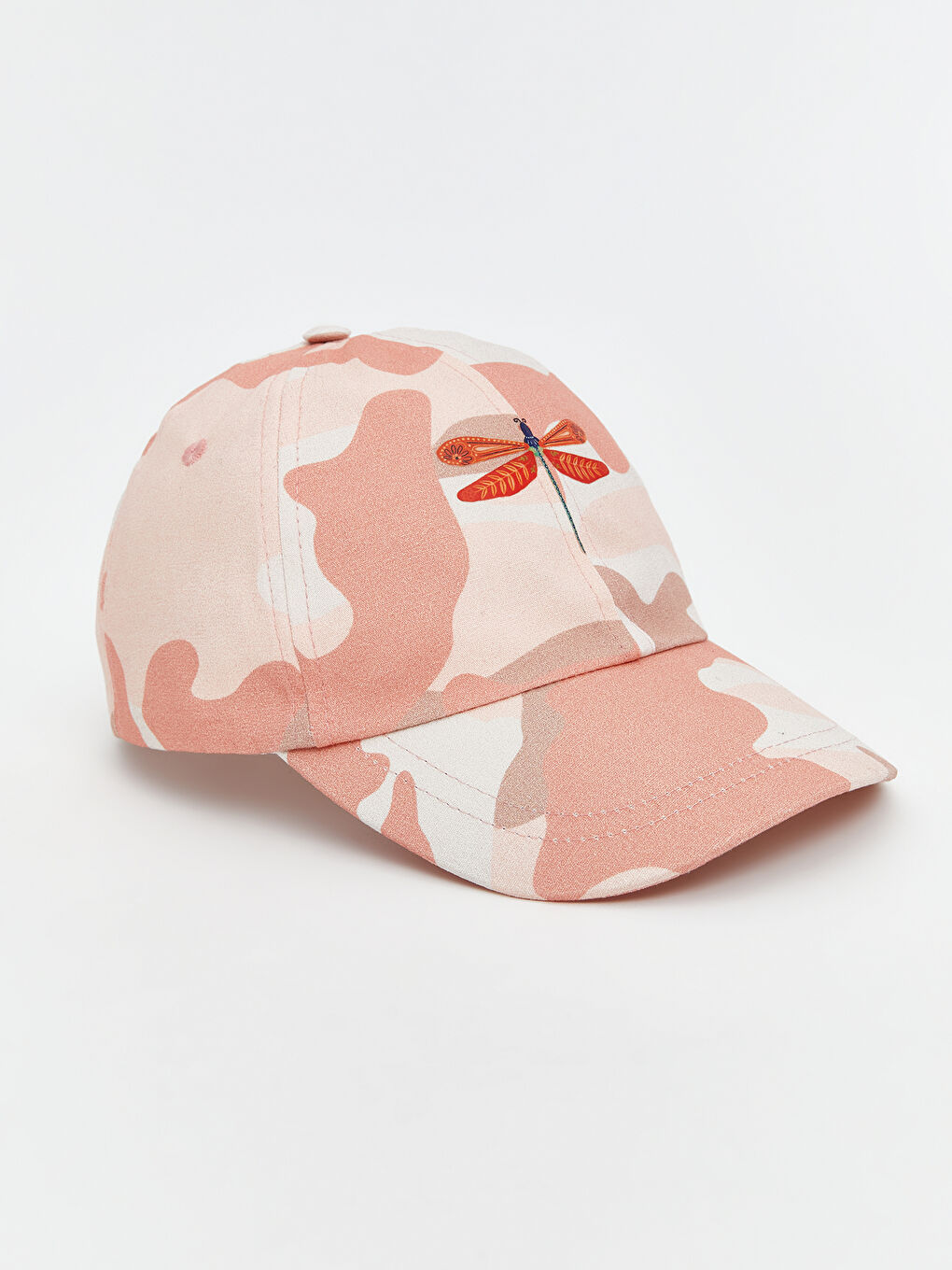 Pembe Kelebek Nakışlı Kadın Kep Şapka-1
