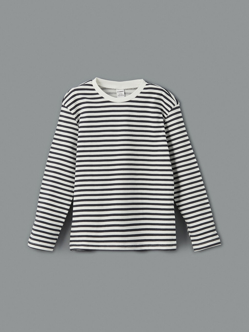 Ekru Bisiklet Yaka Çizgili Erkek Çocuk Tişört
