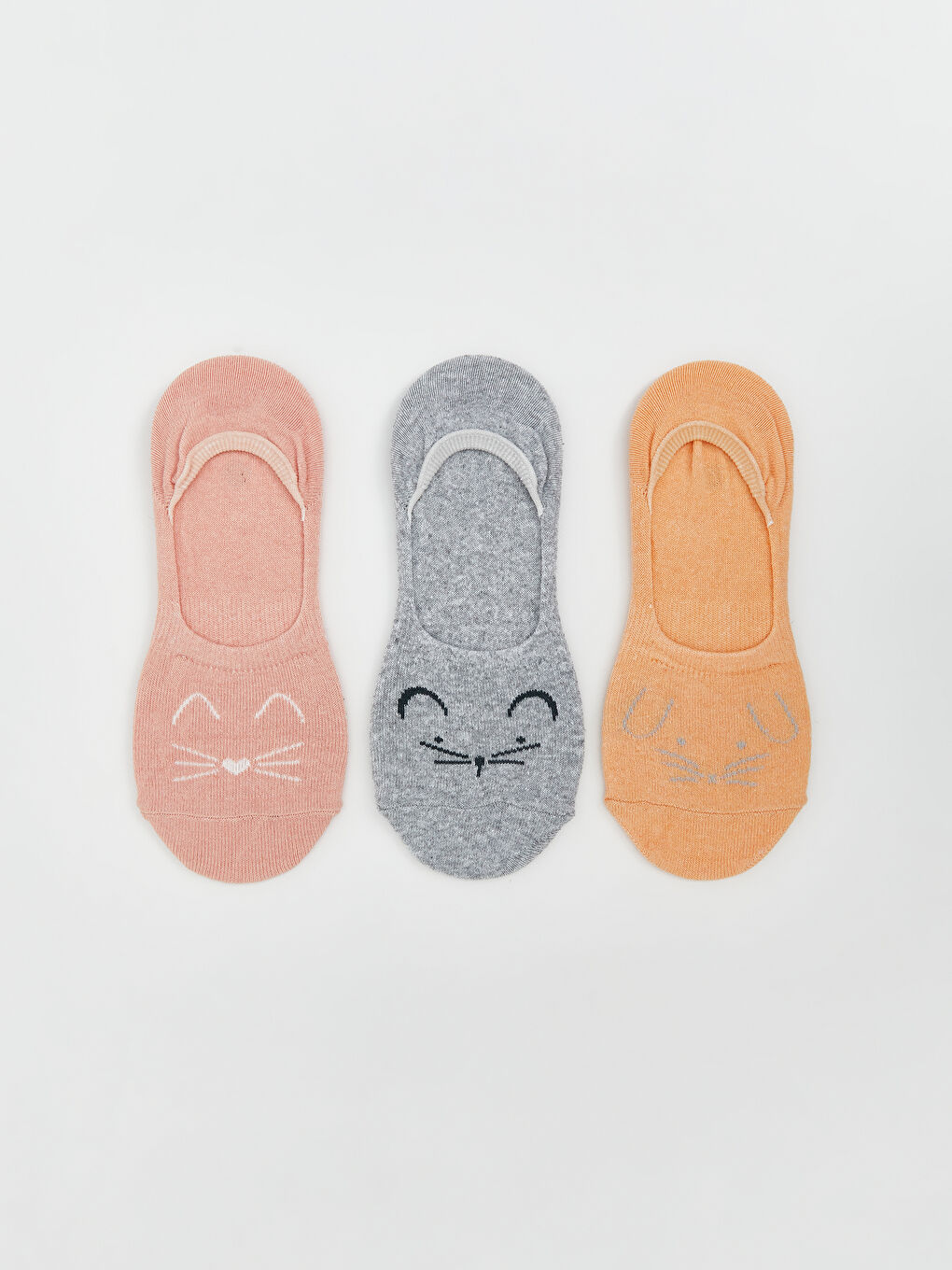 Pembe Baskılı Kadın Babet Çorap 3'lü