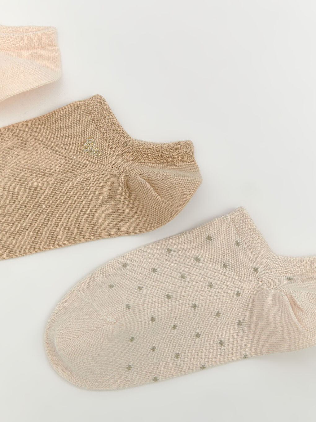 Bej Desenli Kadın Patik Çorap 3'lü-1