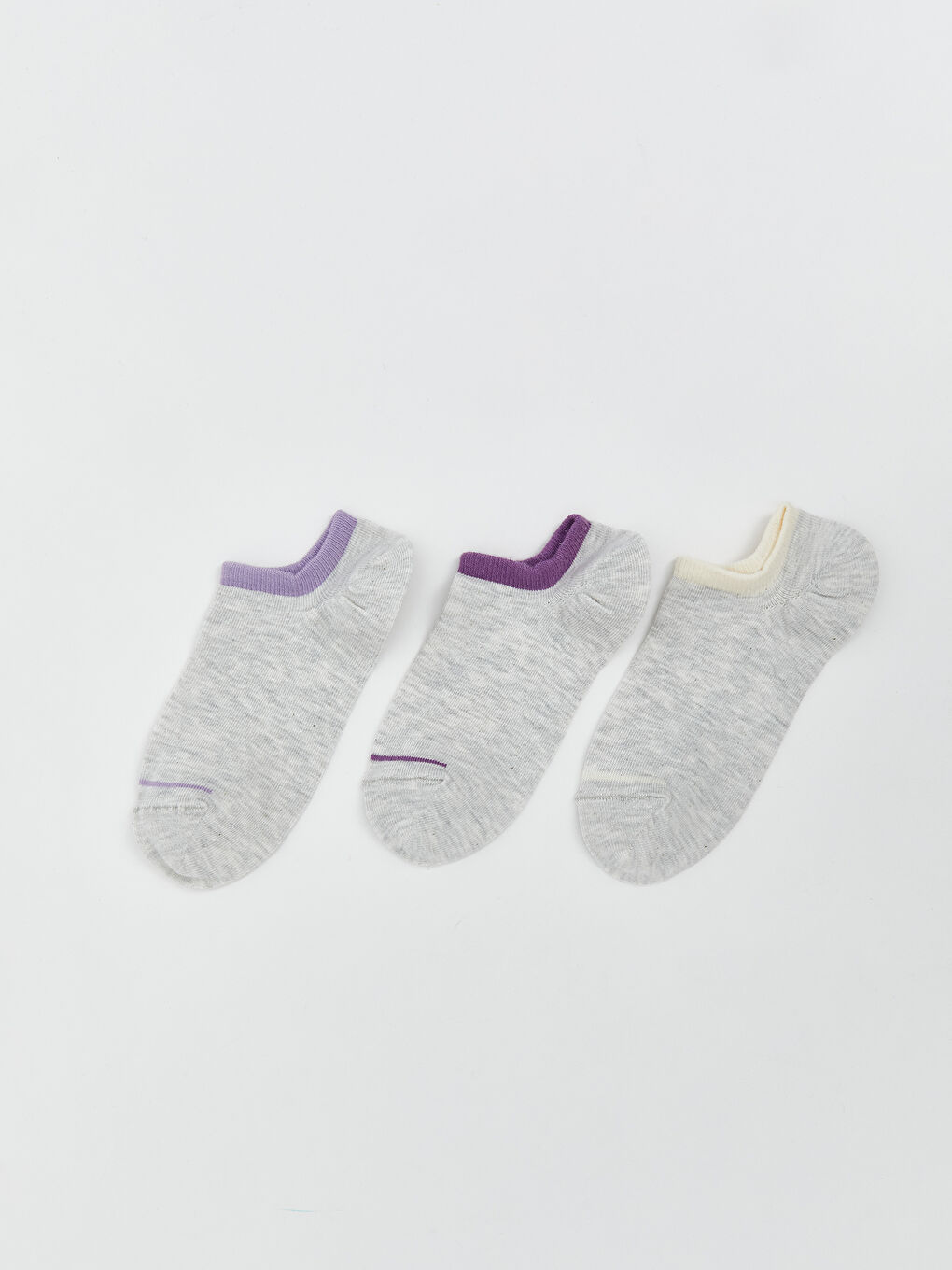 Lila Çizgili Kadın Patik Çorap 3'lü