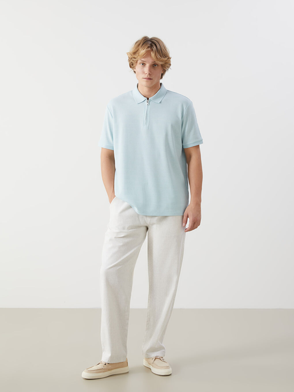 Polo Neck Short Sleeve Men's T-Shirt -S5LJ49Z8-G2E