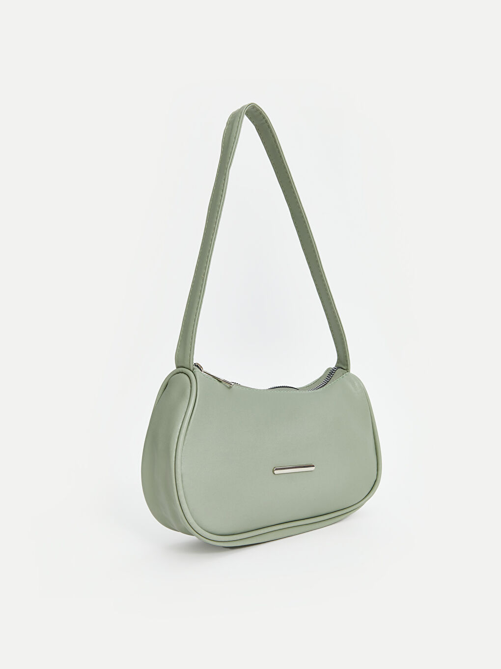 Yeşil Deri Görünümlü Kadın Baget Çanta