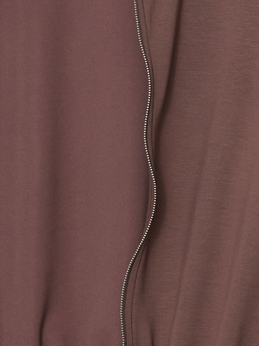 Kahverengi Dik Yaka Oversize Kadın Fermuarlı Sweatshirt-5