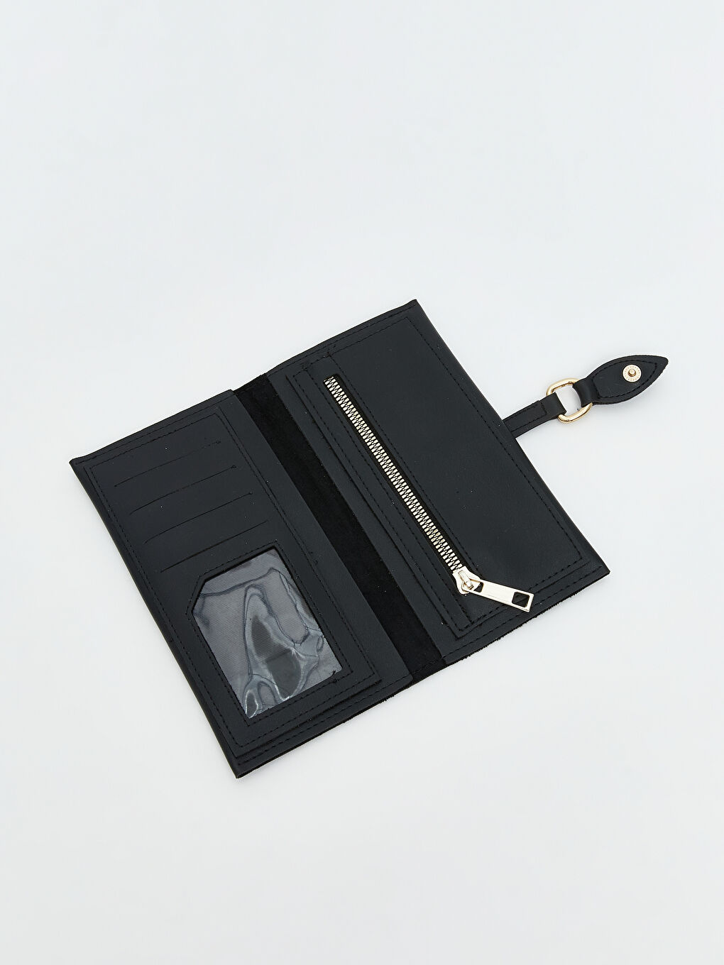 Siyah Deri Görünümlü Kadın Cüzdan-2