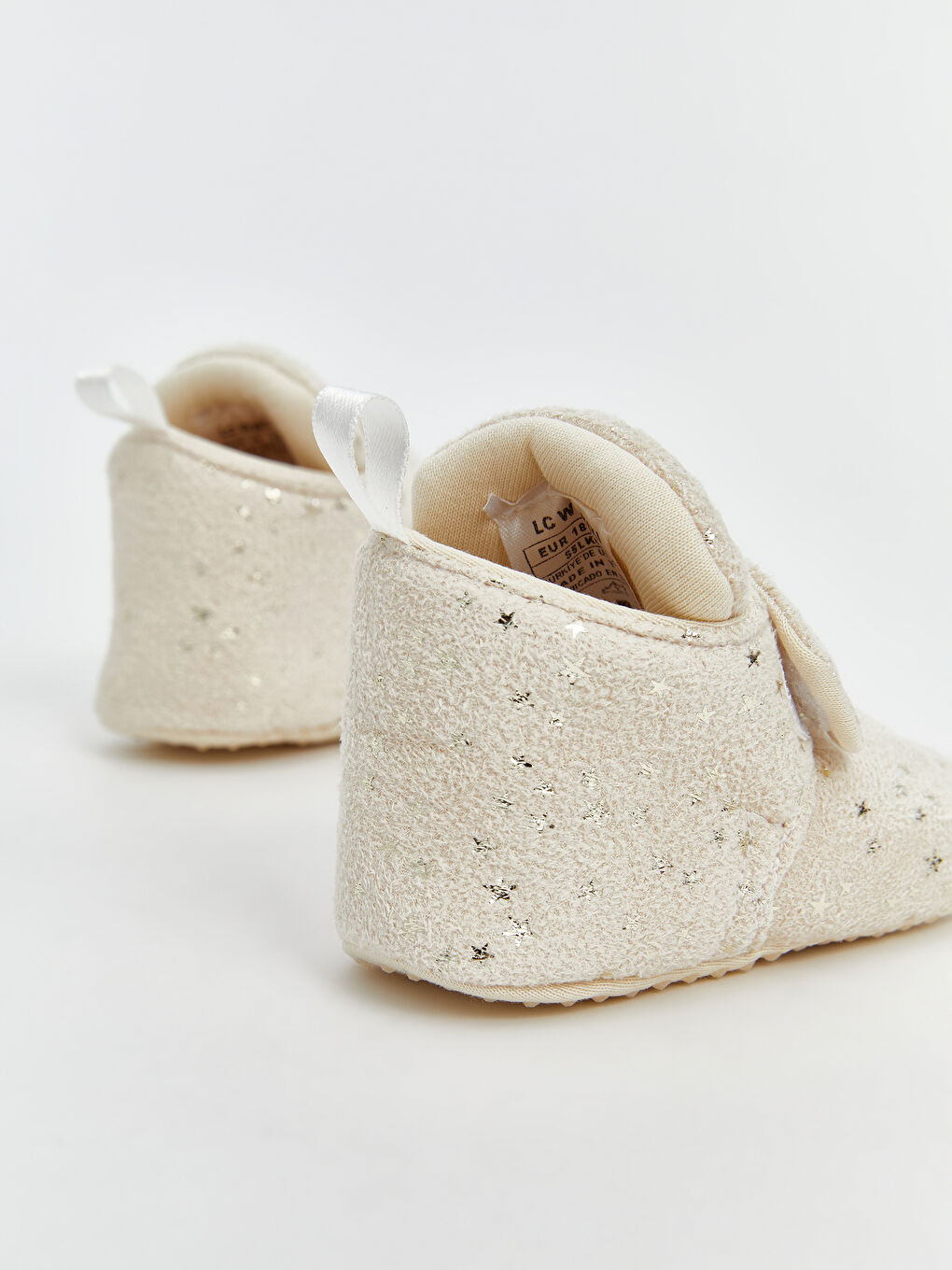 LCW STEPS Bej Cırt Cırtlı Kız Bebek Panduf - 4