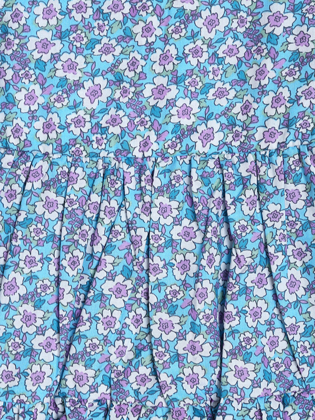 فستان بناتي ياقة مربعة مُزهر-2