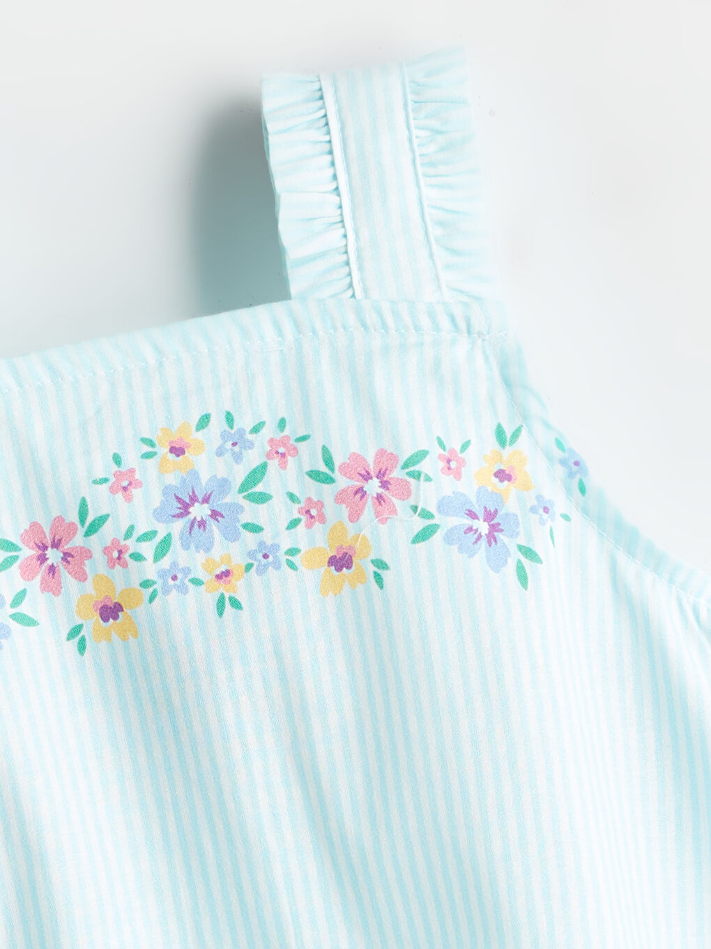 Square Collar Floral Printed Girls' Dress-1