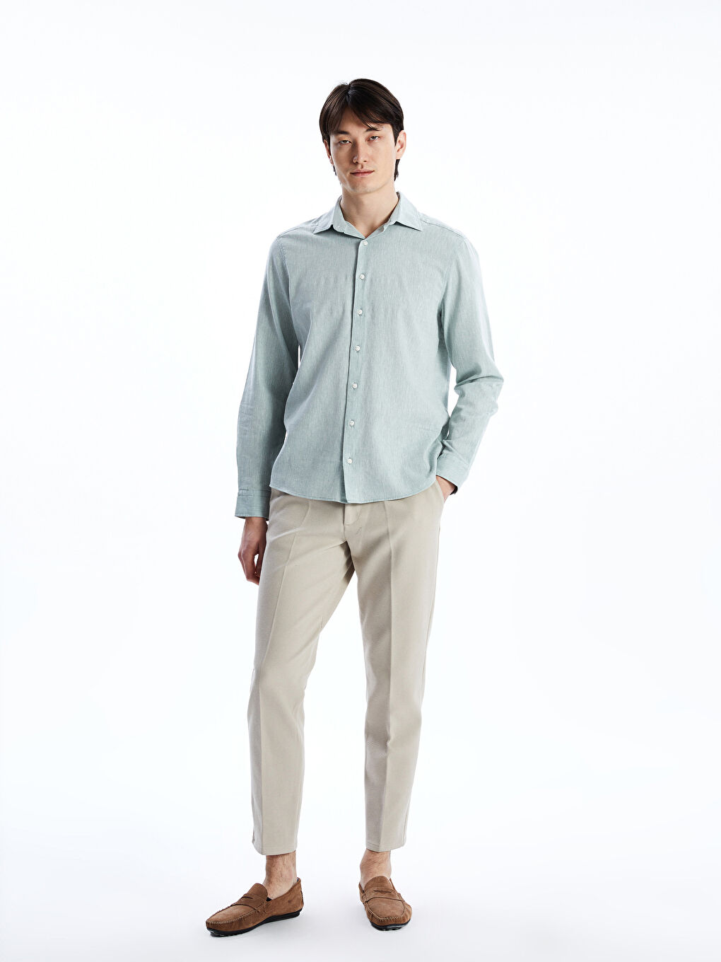 Bej Standart Kalıp Erkek Pantolon