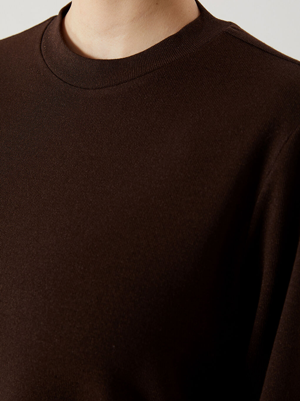 Kahverengi Bisiklet Yaka Parlak Görünümlü Kadın Tunik-2