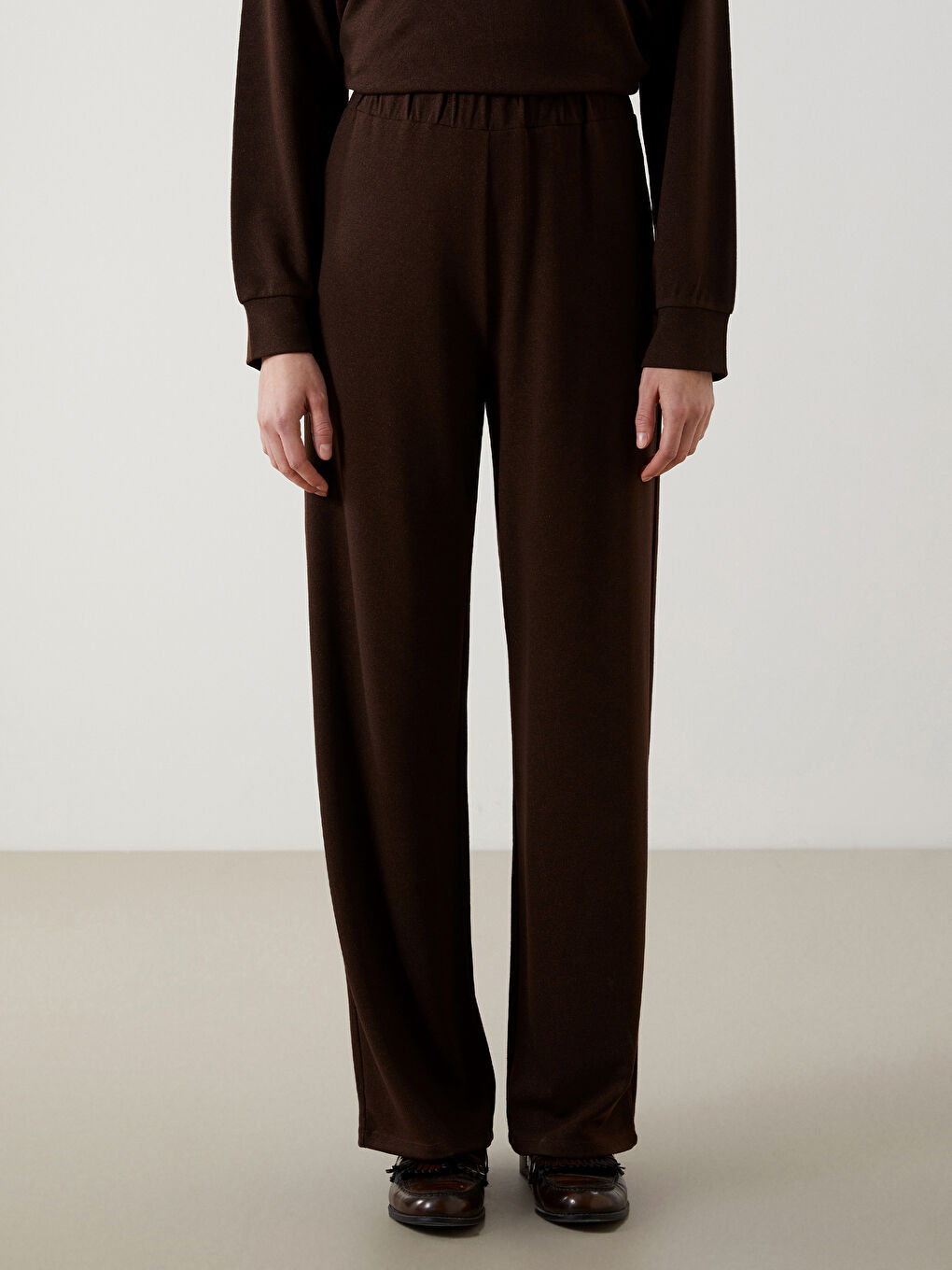 Wide Leg Women Trousers With Elastic Waist -S5LK48Z8-D2N