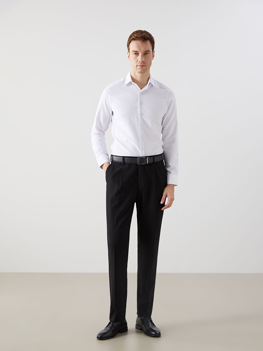 Slim Fit Long Sleeve Dobby Weave Men's Shirt -S5LK49Z8-Q6K