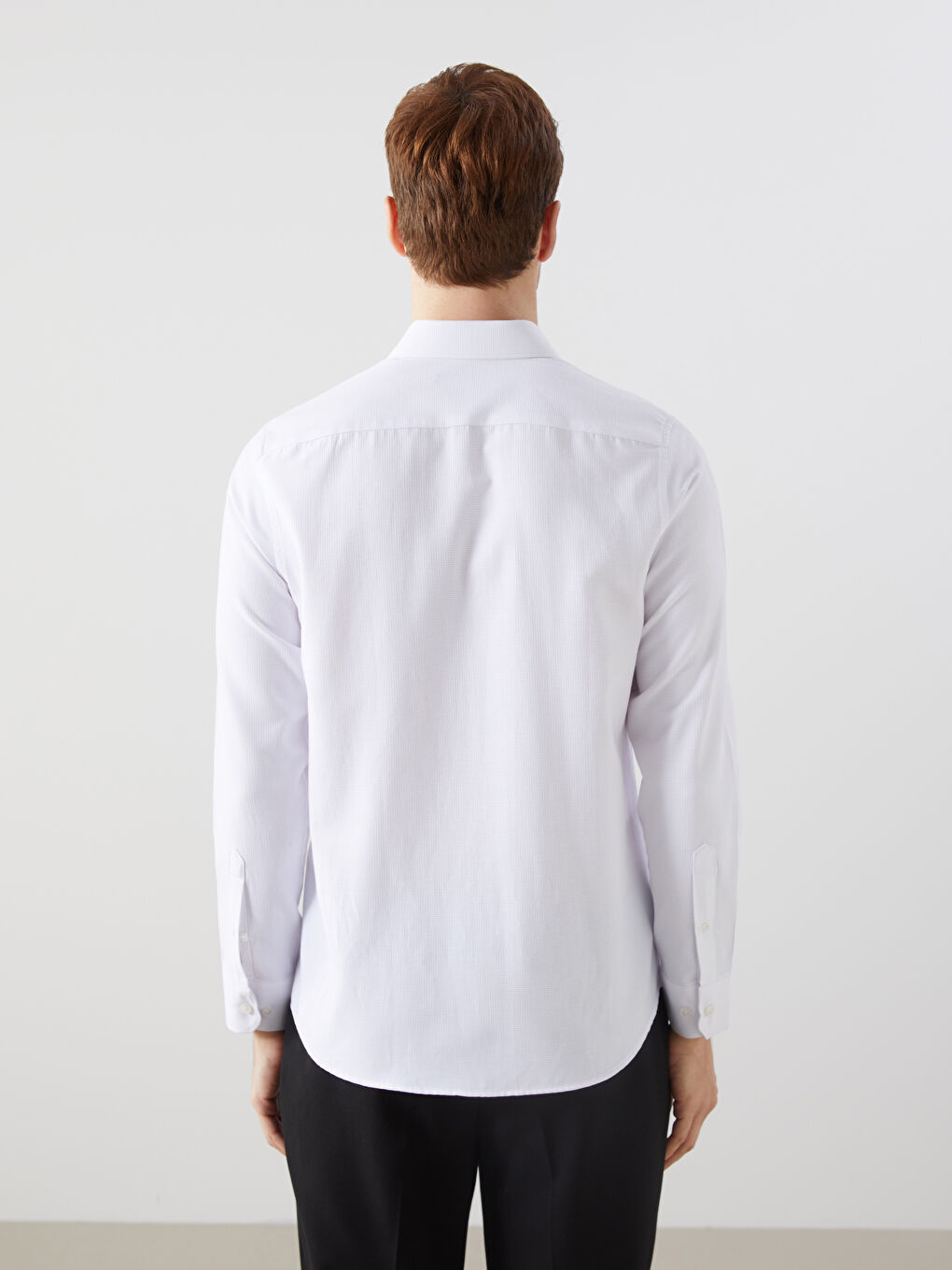 Slim Fit Long Sleeve Dobby Weave Men's Shirt -S5LK49Z8-Q6K