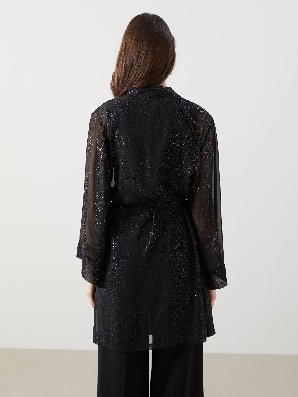 Shawl Collar Shiny Look Women's Kimono -S5LK69Z8-CVL