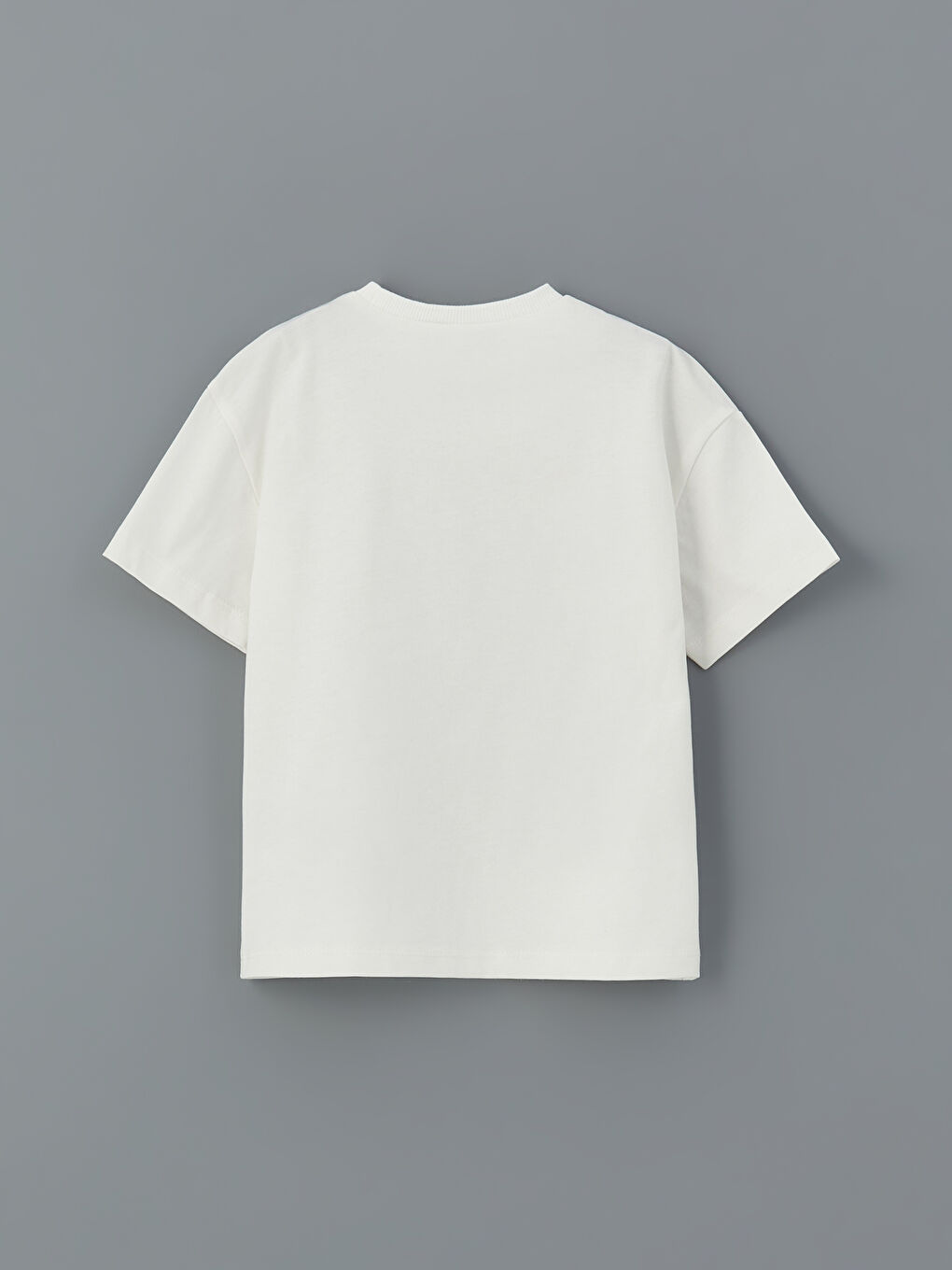 Beyaz Bisiklet Yaka Baskılı Erkek Çocuk Tişört-1
