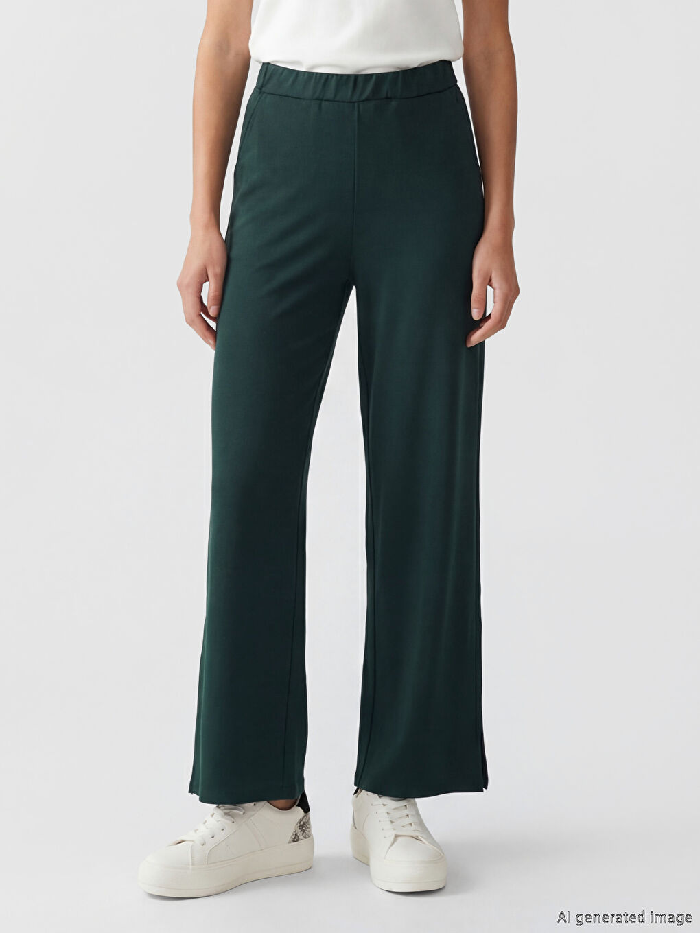 Yeşil Beli Lastikli Kadın Eşofman Altı-1