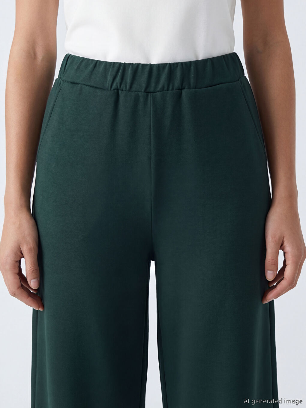 Yeşil Beli Lastikli Kadın Eşofman Altı-2