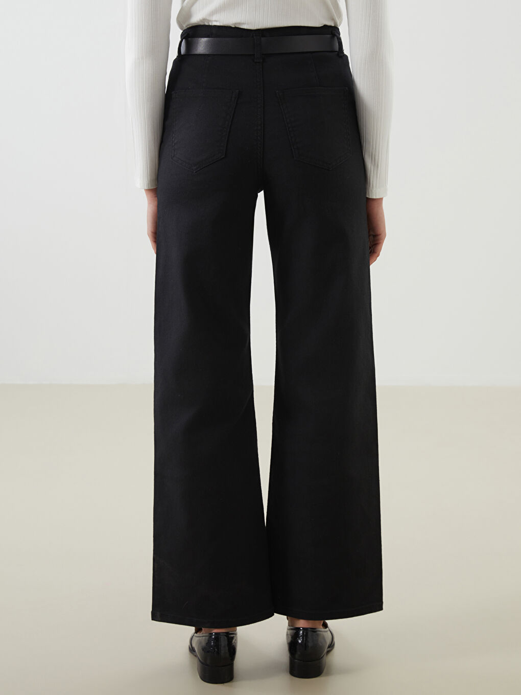 LCW Jeans High Waisted Belted Wideleg Women's Jeans -S5LL18Z8-327