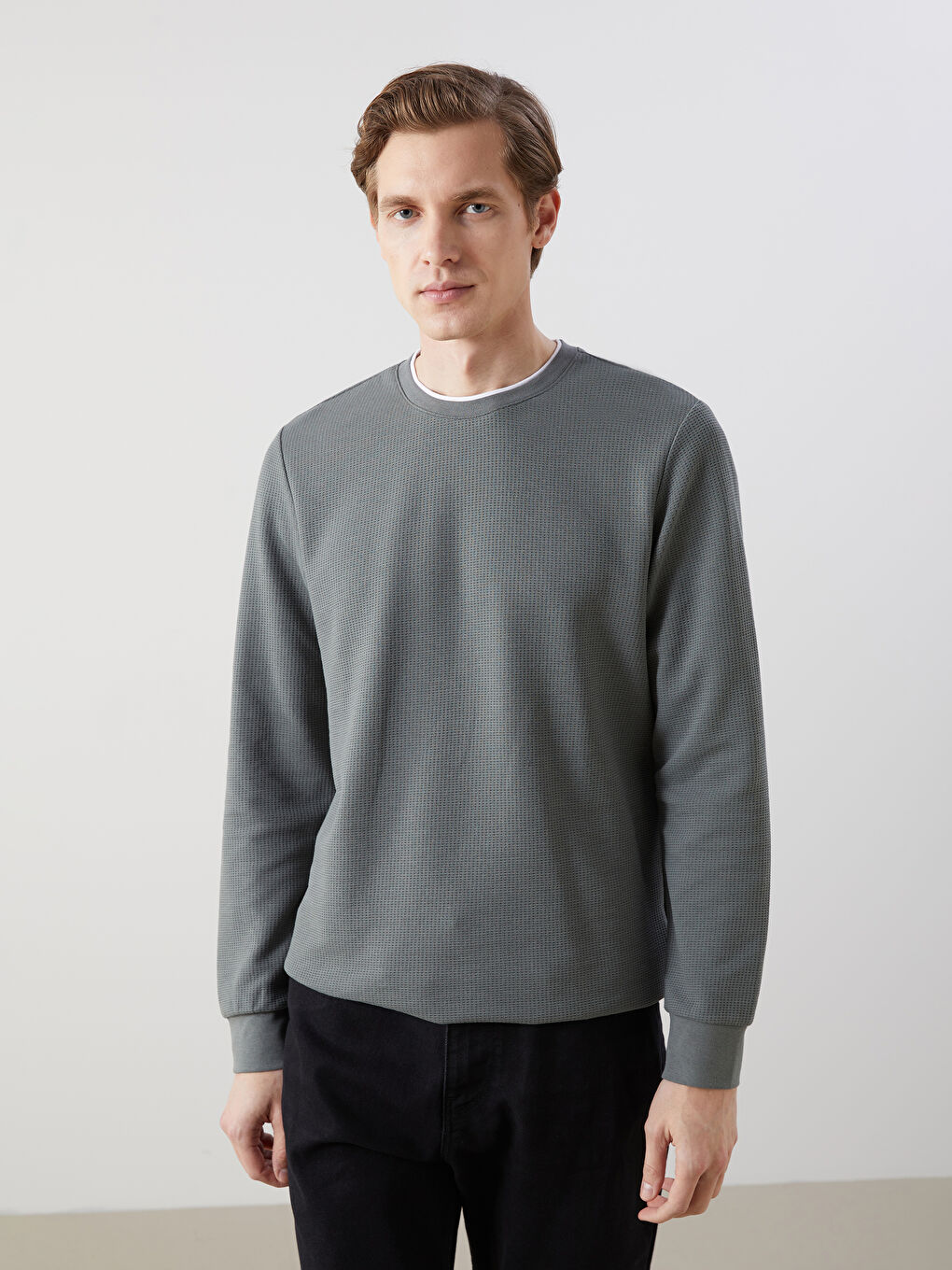 Crew Neck Long Sleeve Men's Sweatshirt -S5LL23Z8-YNT