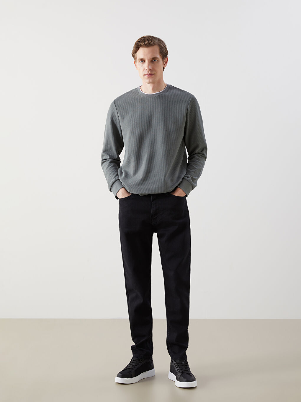 Crew Neck Long Sleeve Men's Sweatshirt -S5LL23Z8-YNT