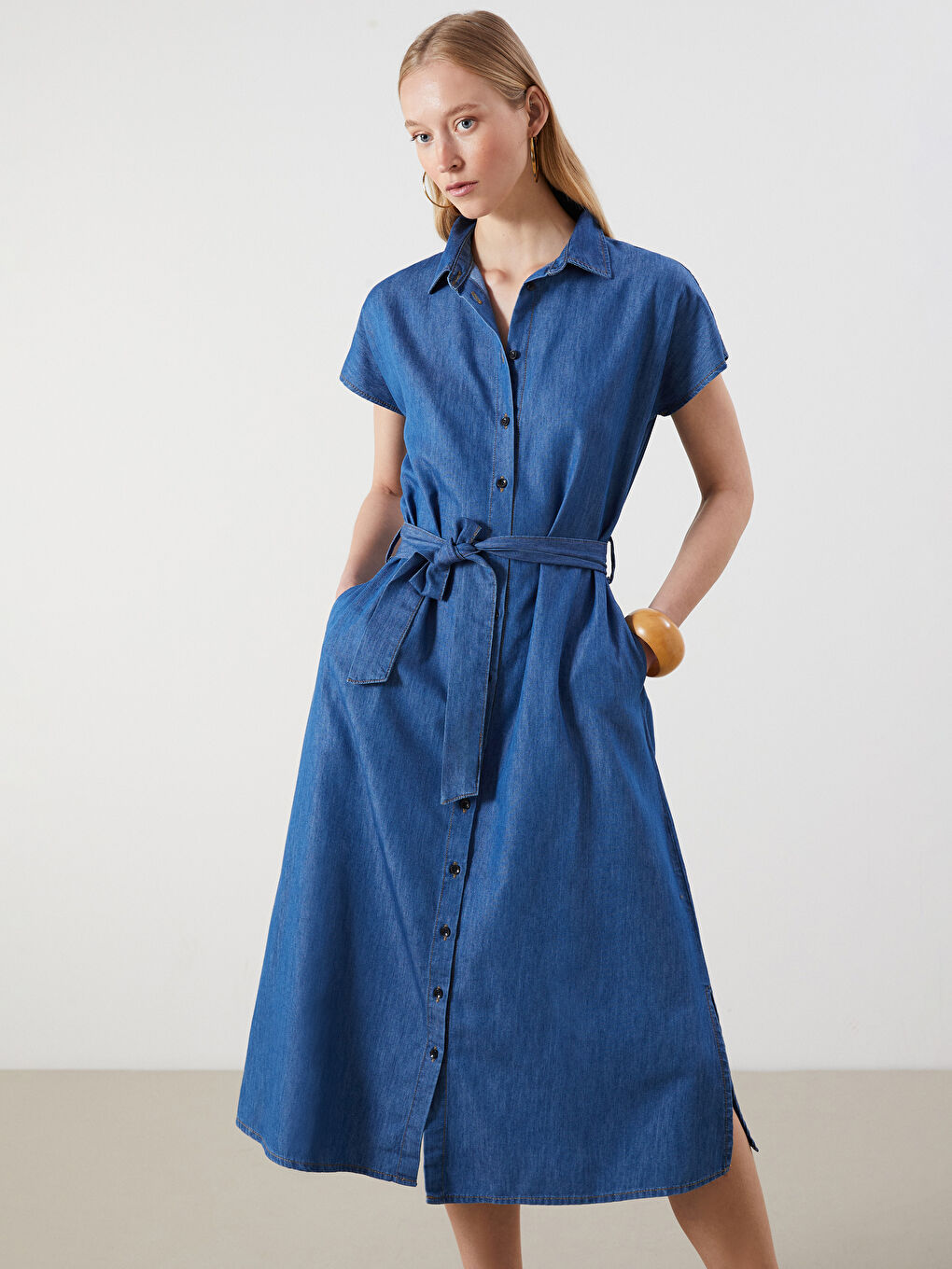 Collared Denim Dress-1