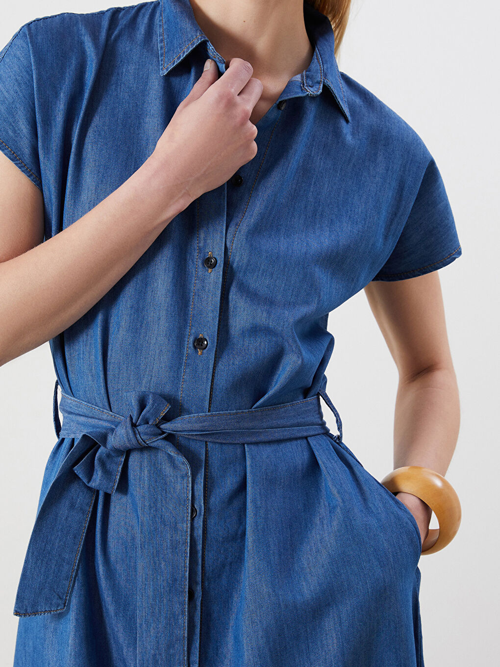 Collared Denim Dress-2