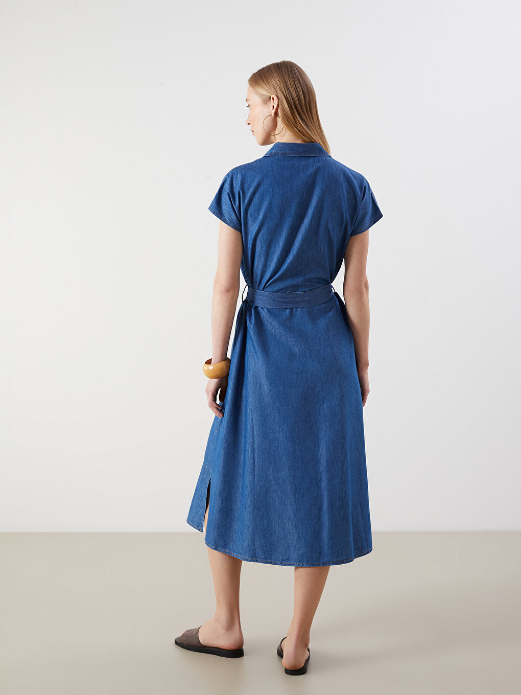 Collared Denim Dress-4