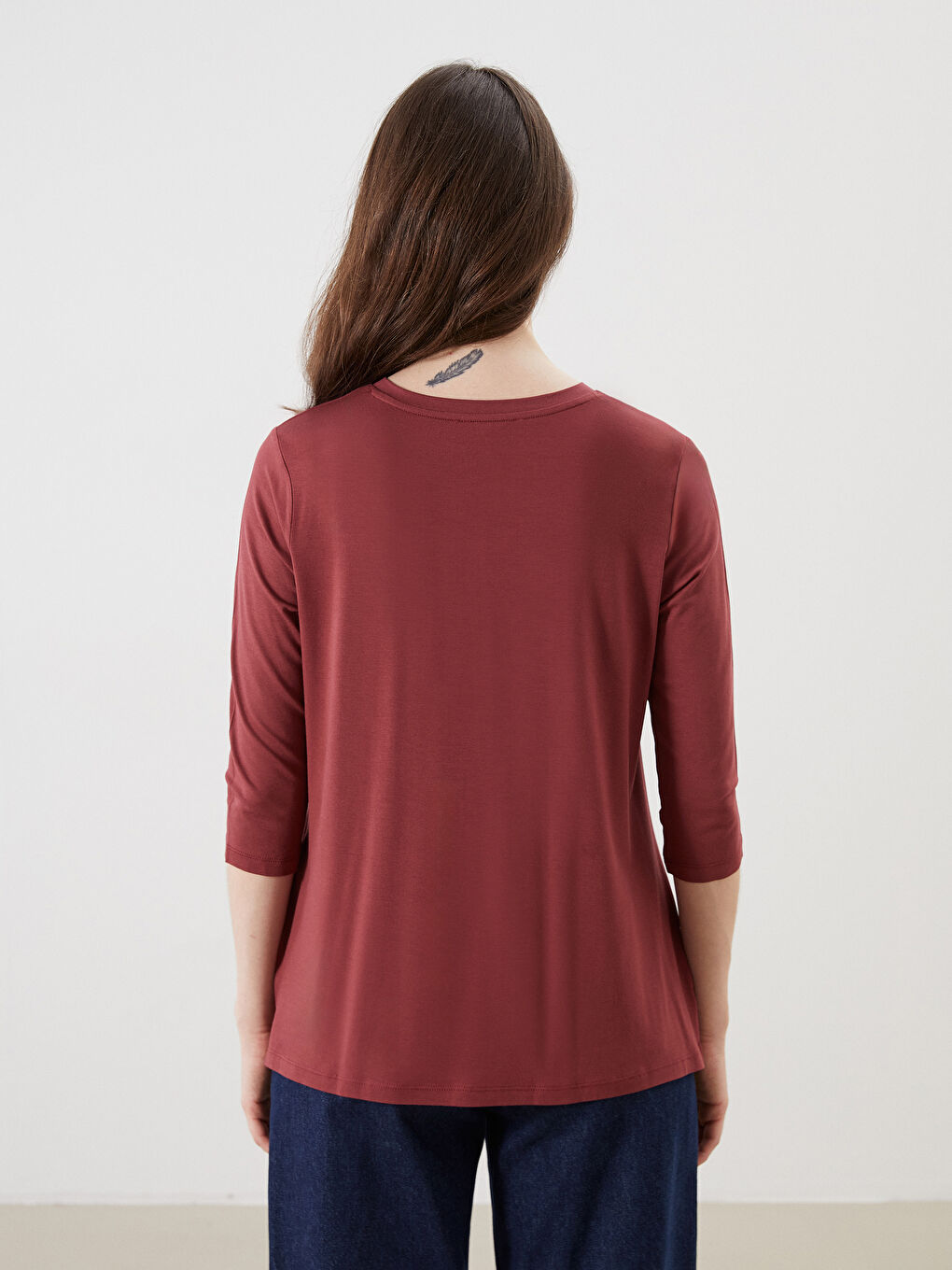 Bordo Kaçık Yaka Pul Payet İşlemeli Bluz-4