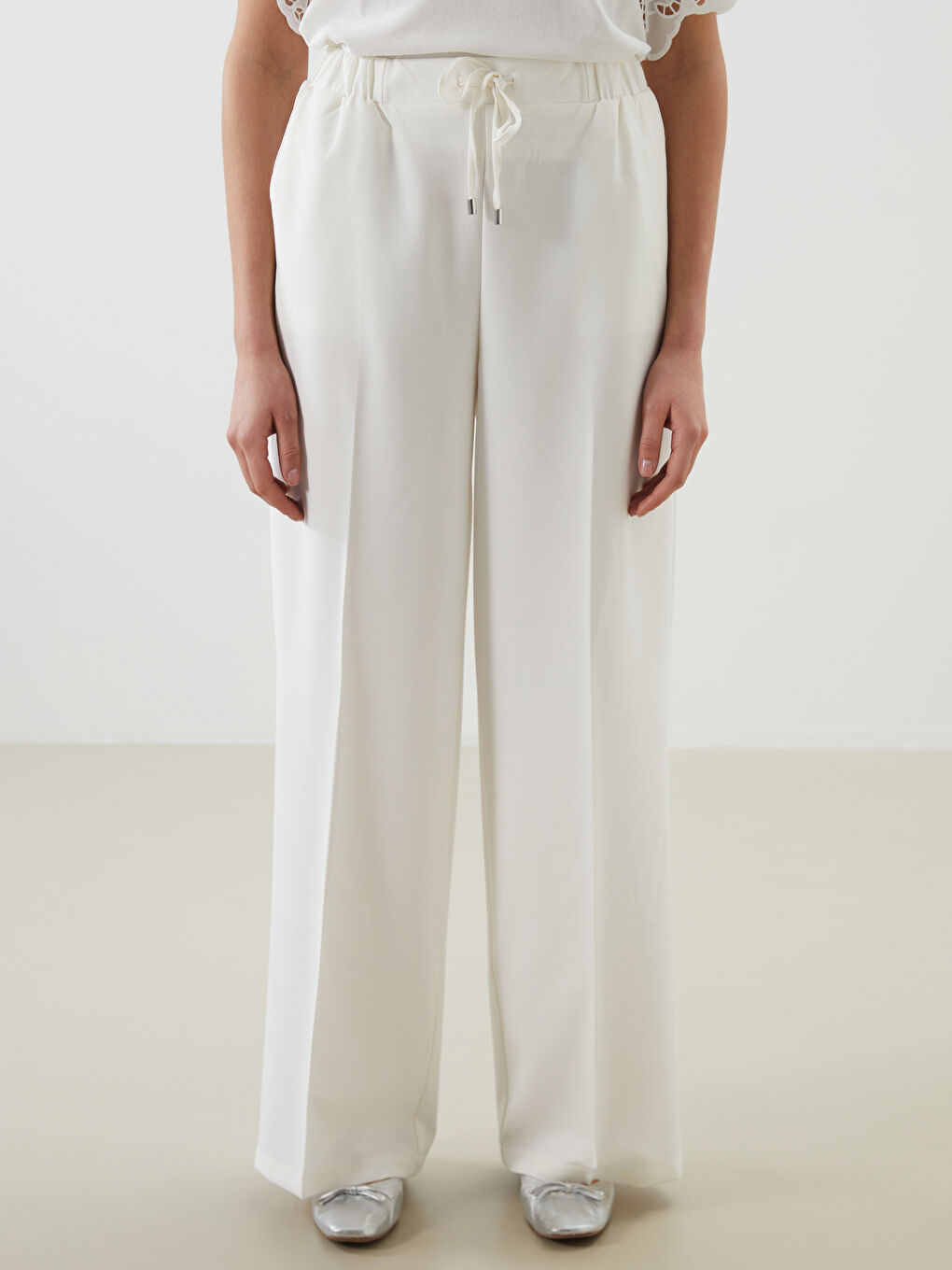 Elastic Waist Wide Leg Women's Trousers -S5LL53Z8-R82
