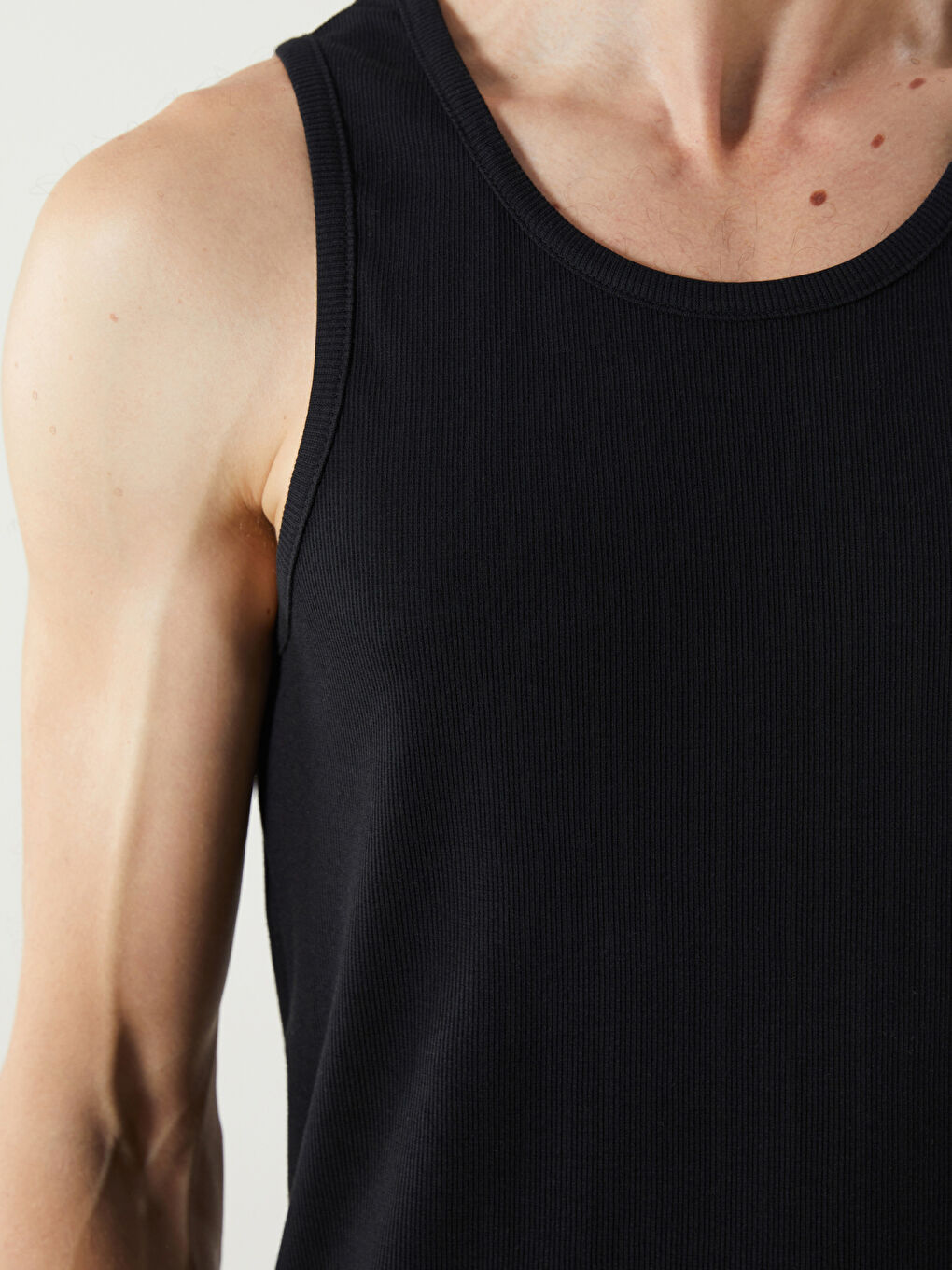 Siyah U Yaka Penye Erkek Fitilli Atlet 2'li-7