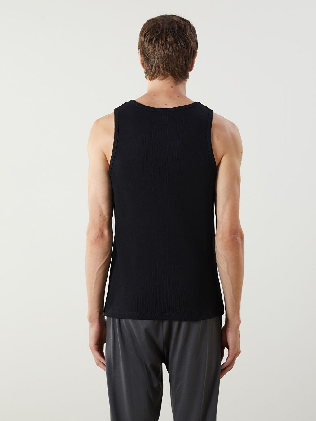 Siyah U Yaka Penye Erkek Fitilli Atlet 2'li-8