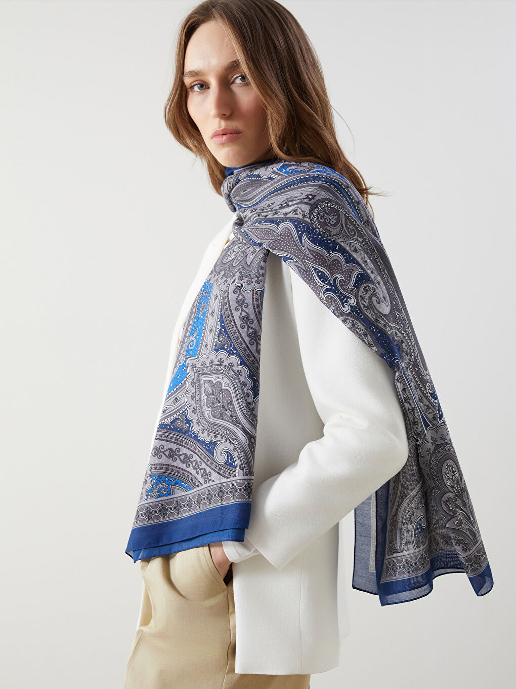 Patterned Women's Voile Shawl -S5LL86Z8-CUZ