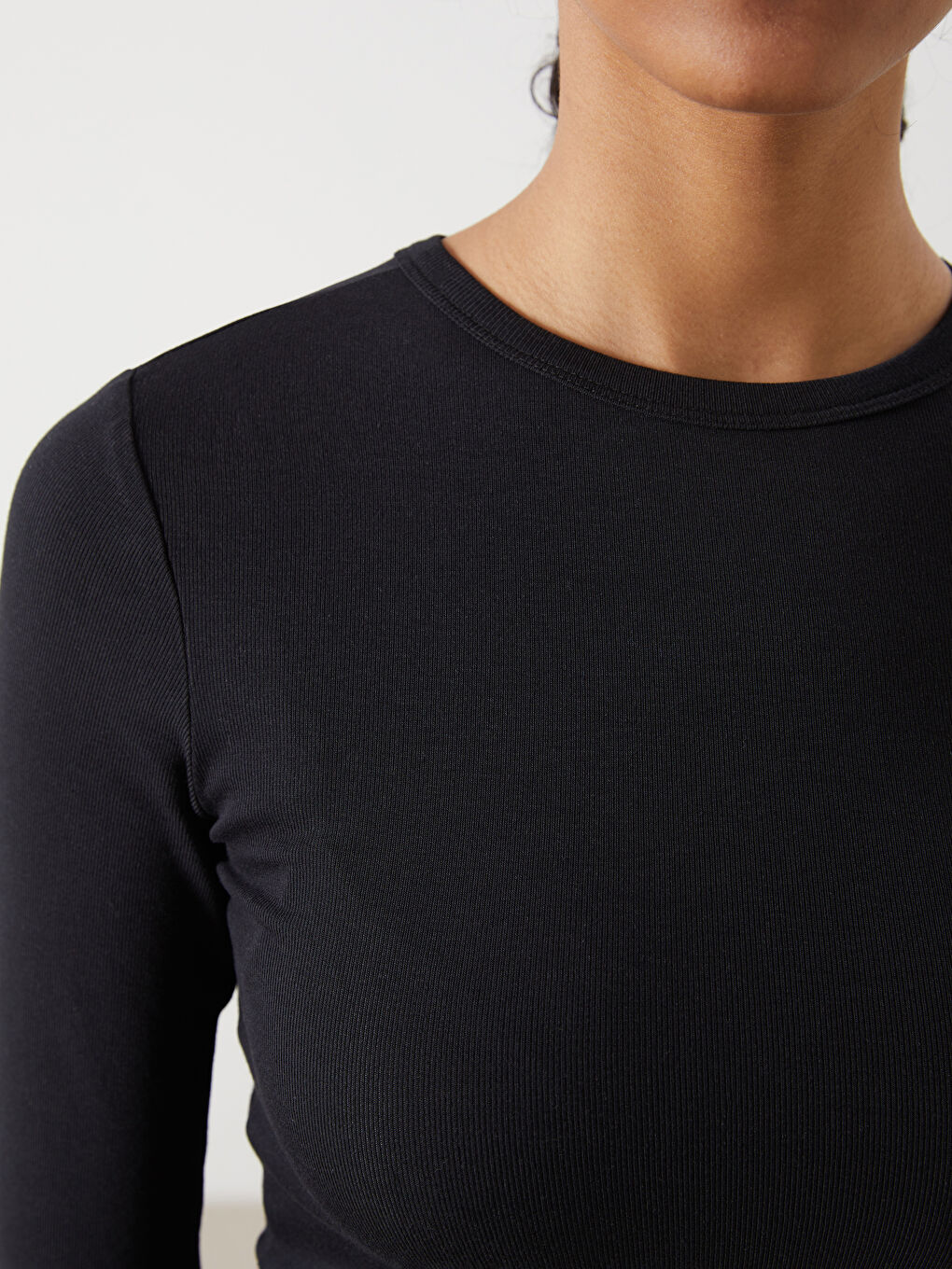 LCW Modest Siyah Bisiklet Yaka Kadın Body - 5