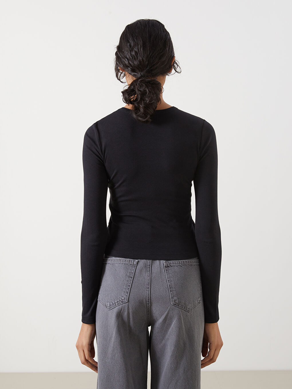 LCW Modest Siyah Bisiklet Yaka Kadın Body - 7