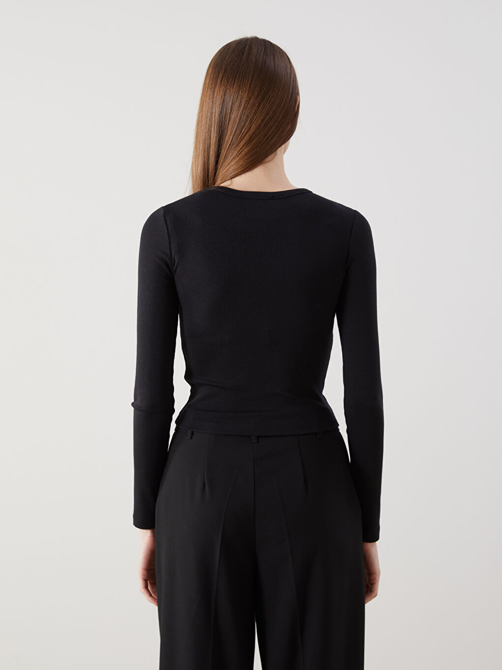 LCW Modest Siyah Bisiklet Yaka Kadın Body - 6