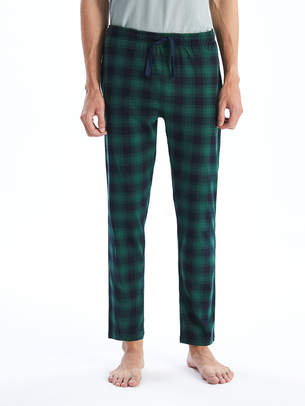 Yeşil Standart Kalıp Ekose Erkek Pijama Alt-1