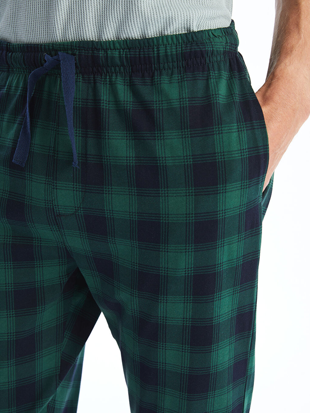 Yeşil Standart Kalıp Ekose Erkek Pijama Alt-2
