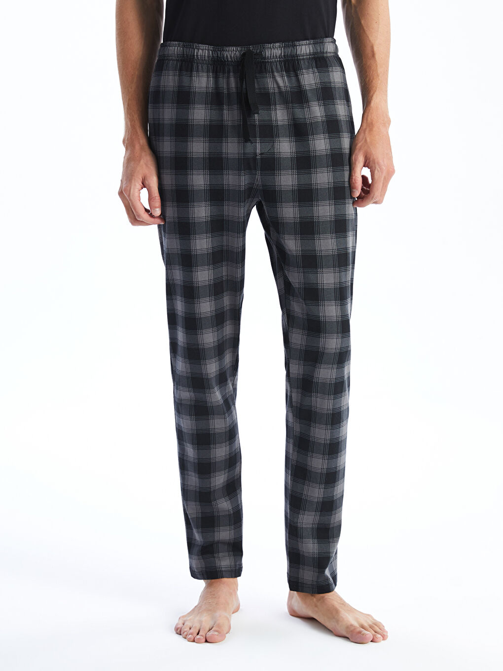 Gri Standart Kalıp Ekose Erkek Pijama Alt-1