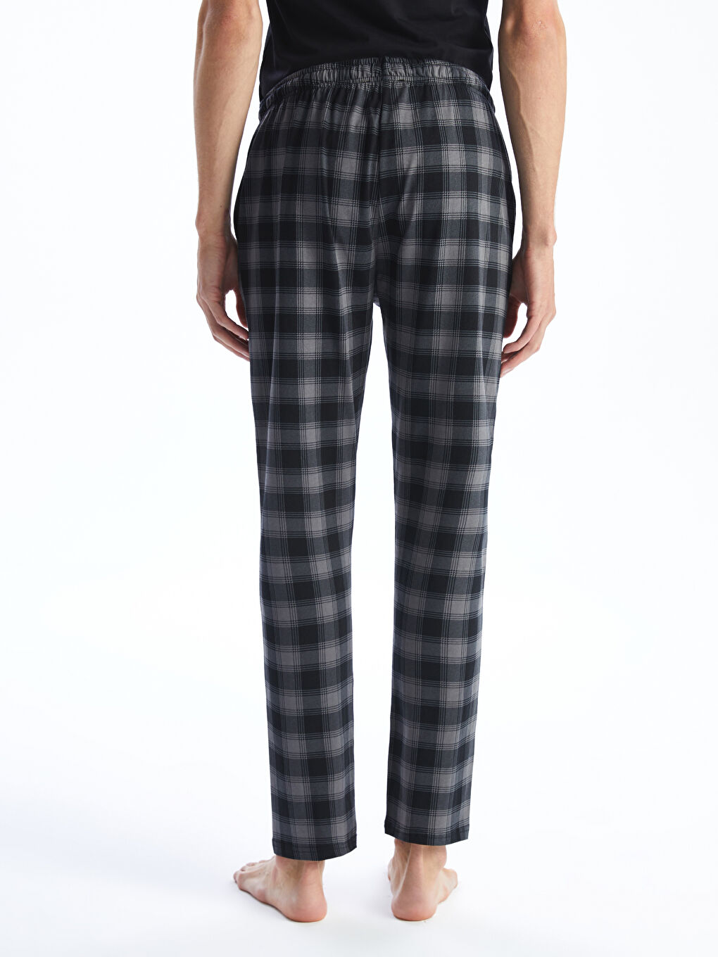 Gri Standart Kalıp Ekose Erkek Pijama Alt-3