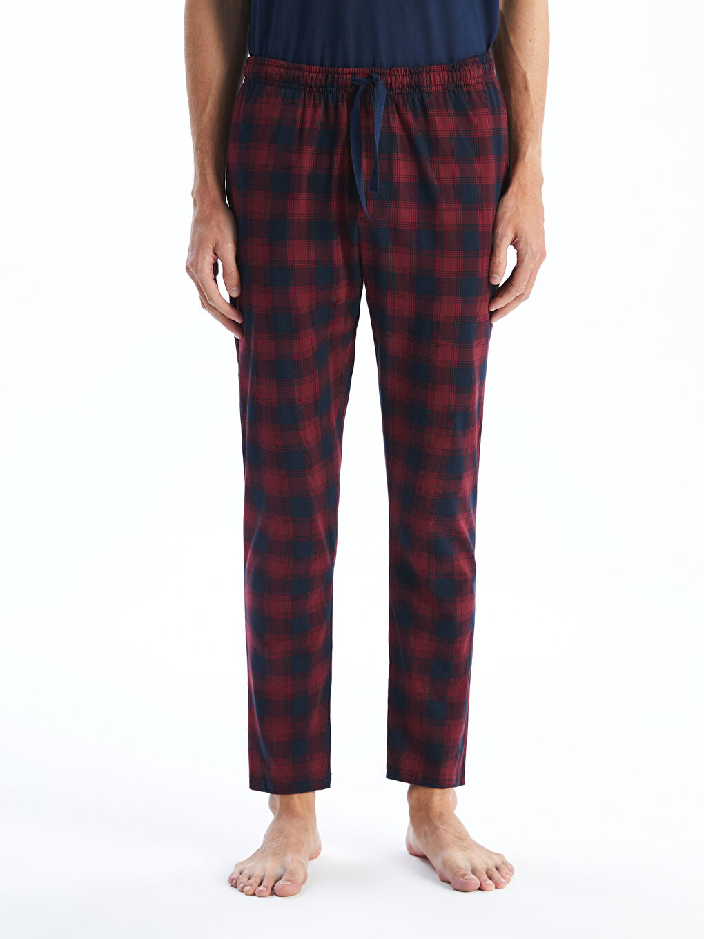 Lacivert Standart Kalıp Ekose Erkek Pijama Alt-1