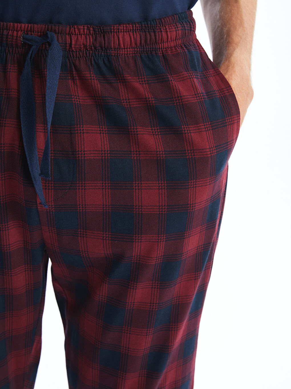 Lacivert Standart Kalıp Ekose Erkek Pijama Alt-2