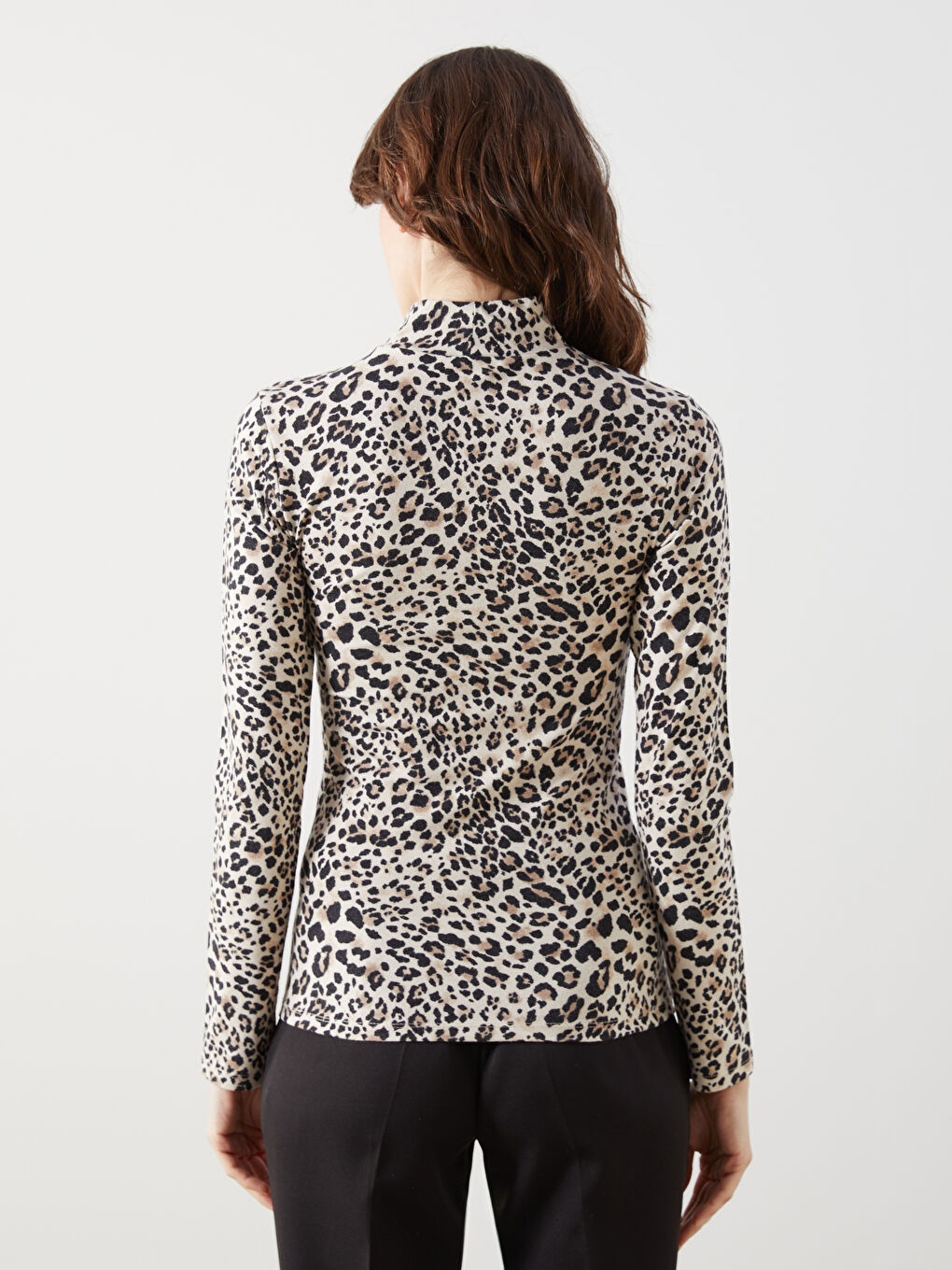 Funnel Neck Leopard Print Women's Bodycon -S5LM04Z8-LQB